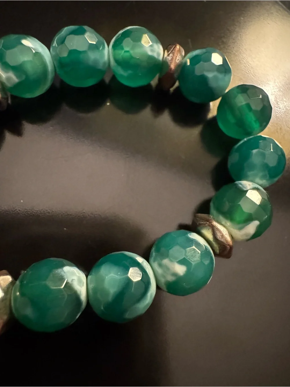 Faceted Chrysoprase Sterling Silver CZ Stretch Bracelet Green Gemstone